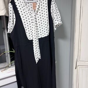 BloomChic Monochrome Polka Dot Blouse